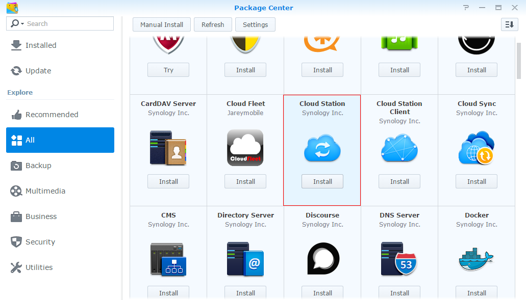 Synology choose cloud station in package center Synology choose cloud station in package center