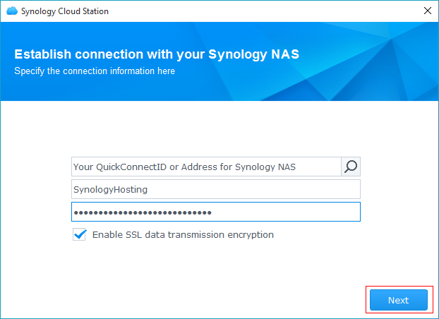 Establish a connection with your Synology NAS station Establish a connection with your Synology NAS station