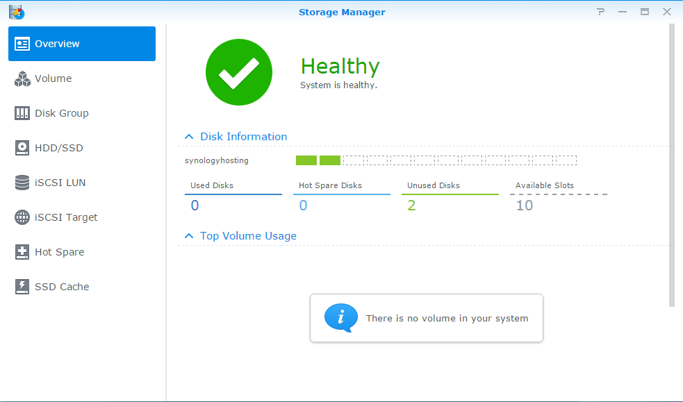 Synology Storage Manager overview 2 Drives Synology Storage Manager overview 2 Drives