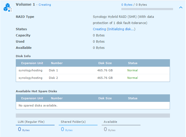 Synology volume creating Synology volume creating